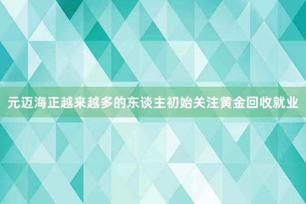 元迈海正越来越多的东谈主初始关注黄金回收就业
